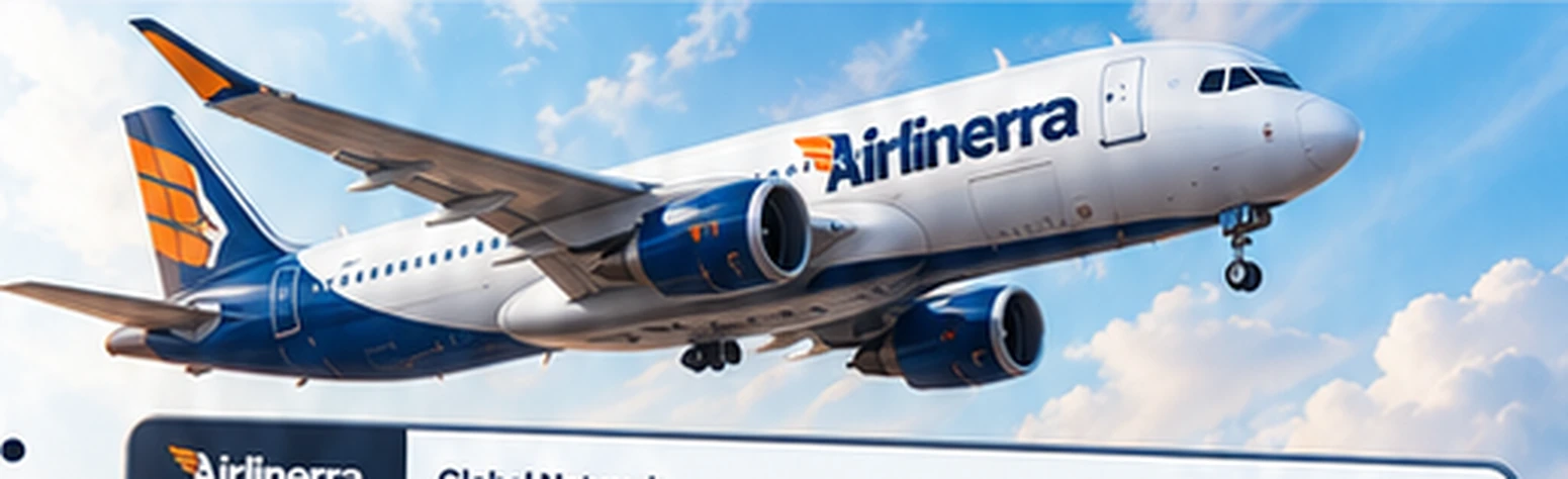 Airlinerra-branded airliner flying above clouds — concept artwork